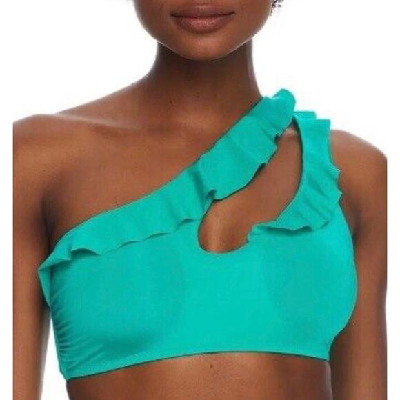 Becca Jasper Socialite Vivienne One Shoulder Ruffle Bikini Swim Top L NWT - Picture 1 of 5
